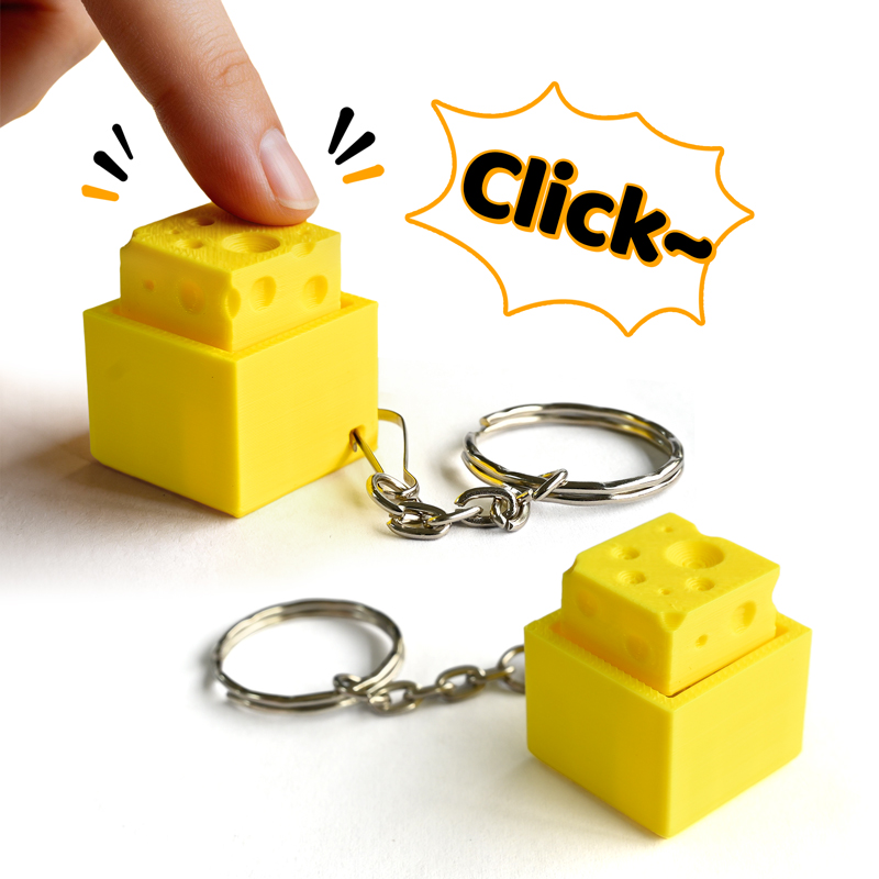 3D Printing Yourself - 3D プリントチーズキーフィジェットクリッカーキーホルダーミニキーボードキーキャップストレスリリーフ感覚玩具バックパックペンダントギフト抗不安