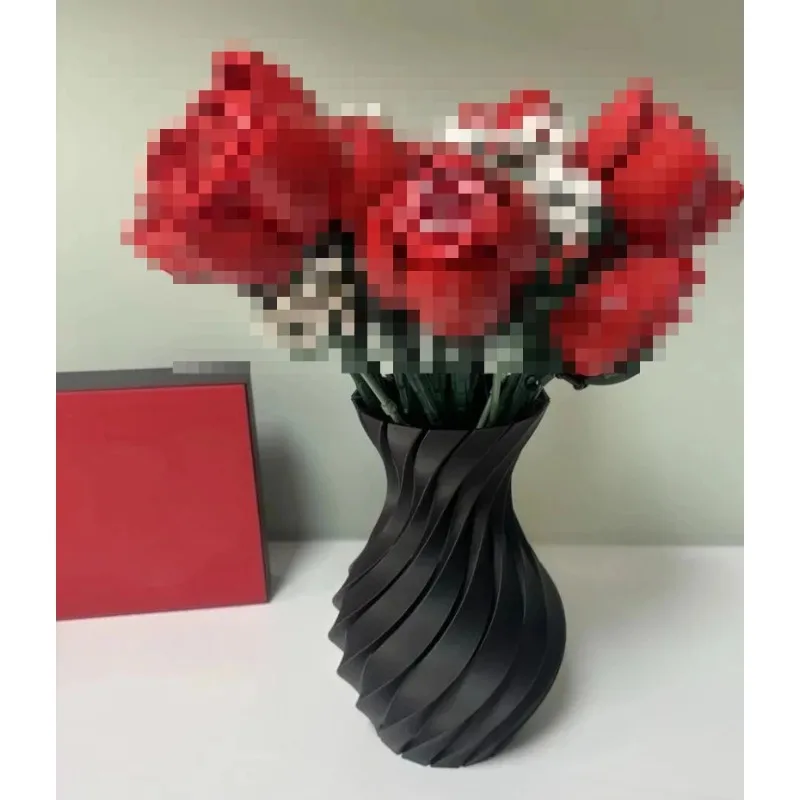3D Printing Lego - 1pc 花瓶レゴブーケ用バラ花花束ビルディングブロックモデルレンガ花瓶ディスプレイ DIY おもちゃ子供のためのギフト