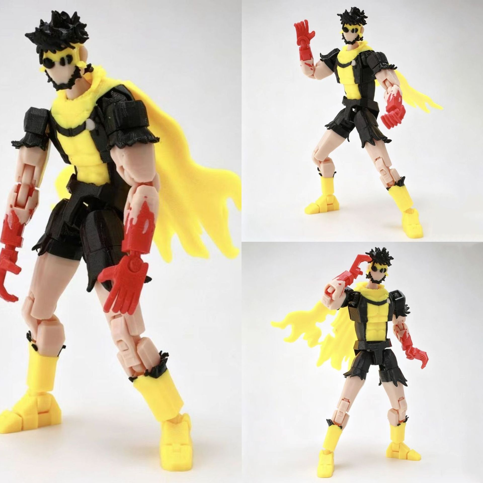 3D Printing Yourself - 3Dプリント製多関節可動人形玩具 インビンシブル・ヤング・ヒーロー2.0 青と黒のフィギュアモデル完成品装飾品