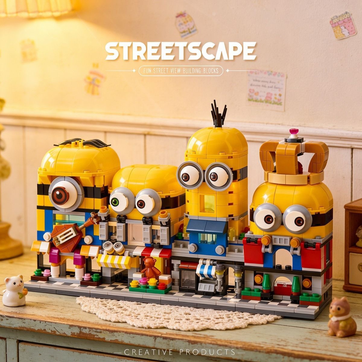 3D Printing Lego - 4-in-1 ミニオンズ ストリートビュー ビルディングブロック シリーズ 男の子と女の子向け組み立ておもちゃ