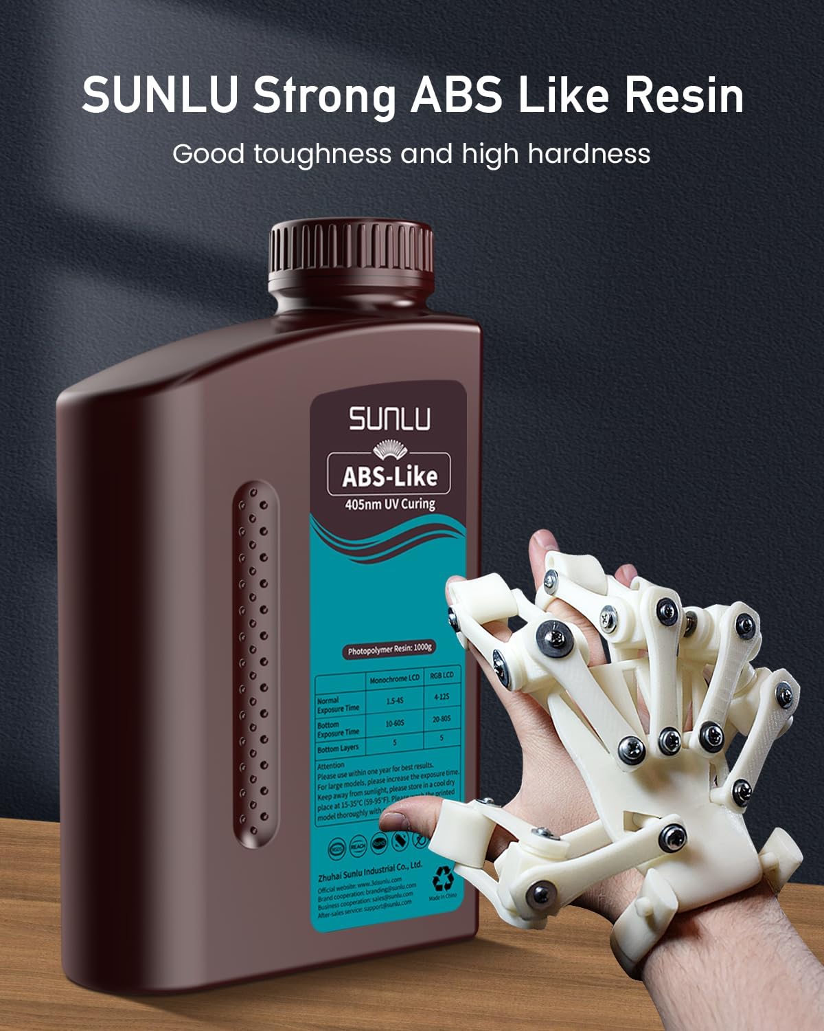 3D Printing Uv Sensitive Resin - SUNLU ABS風レジン 405nm 1KG UV硬化型光重合樹脂 低臭・低収縮
