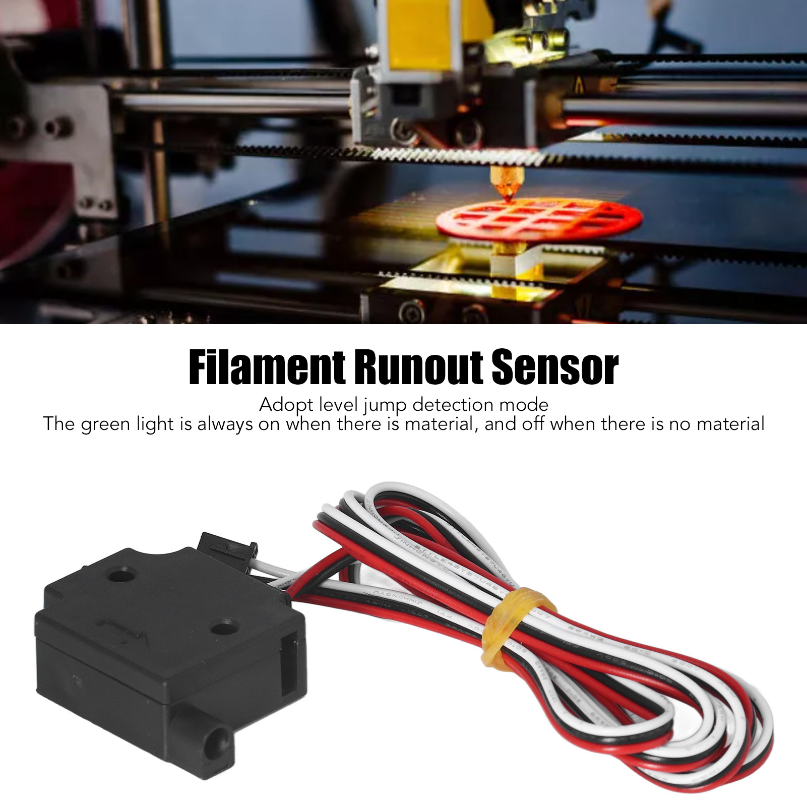 Filament Runout Sensor - 3D プリンターの故障検出 3D プリンターの故障検出、インジケーター付き フィラメントの停止、フィラメントの切れ、フィラメントの切れのセンサー モジュール