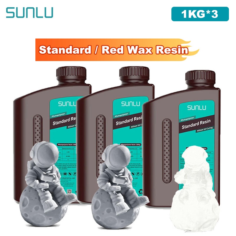 3D Printing Uv Sensitive Resin - SUNLU 3KG スタンダード/レッドワックスレジン 1000G/ボトル 405nm 速硬化UV硬化型フォトポリマーレジン