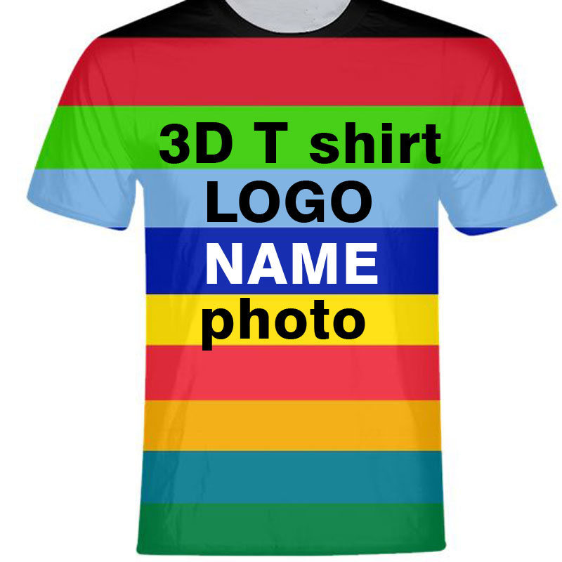 3D Printing Logo - 3DユースTシャツ男性無料カスタムメイド名番号ロゴテキスト写真ユニセックスシャツフラグ大学プリント服