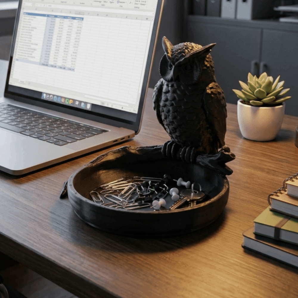 3D Print Isopropyl Alcohol - 3Dプリントされたフクロウ型収納トレイ、漫画風アニマル型モダン玄関キーボウル、かわいいプラスチック製ジュエリートレイオーガナイザー、ユニークなギフト