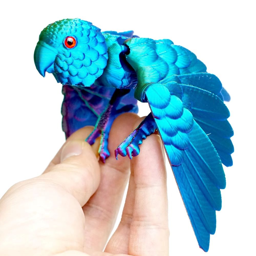 3D Printing Yourself - 模擬目 3D プリントオウムモデルスパークリングレーザー 3D プリントオウム動物柔軟な動物回転可能