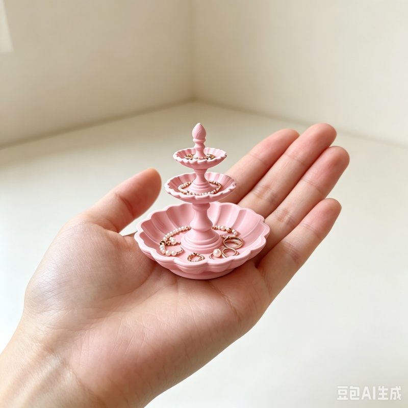 3D Print Isopropyl Alcohol - 3Dプリントされたピンクの3段フローラルレジンジュエリートレイ、ヴィンテージ風多層リングネックレスホルダー、ドレッサー化粧台デコレーションオーナメント