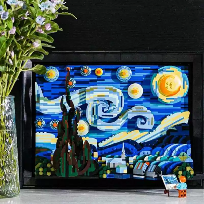 ゴッホの星月夜3Dビルディングブロックパズル額装油絵アートデ - 3D Printing Lego のレビューと価格